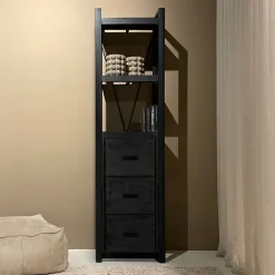 Livingfurn Boekenkasten|Boekenkast Norris Mangohout en staal, 200 x 55cm