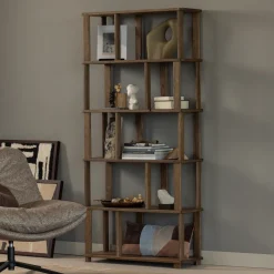 WOOOD Boekenkasten|Boekenkast Riss Eikenhout, 186 x 90cm