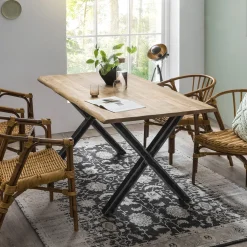 Artistiq Living Rechte Eettafel|Boomstam Eettafel Kyiesha Mangohout, 160 x 85cm, kleur Naturel