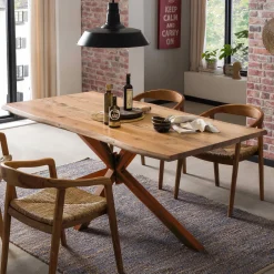 Artistiq Living Rechte Eettafel|Boomstam Eettafel Raynaldo Acaciahout, kleur Bruin