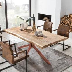 Artistiq Living Rechte Eettafel|Boomstam Eettafel Rochelle Mangohout, kleur Bruin