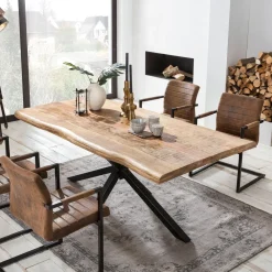 Artistiq Living Rechte Eettafel|Boomstam Eettafel Rochelle Mangohout, kleur Zwart