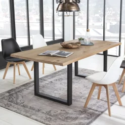 Artistiq Living Rechte Eettafel|Boomstam Eettafel Serjio Eikenhout, 120 x 80cm