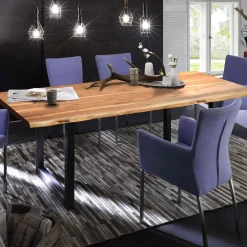 Artistiq Living Rechte Eettafel|Boomstam Eettafel Tristina Acaciahout, kleur Zwart