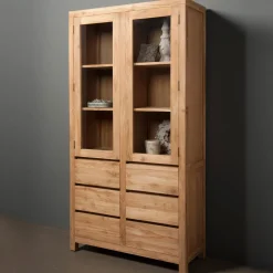 Tower Living Buffetkasten & Vitrinekasten|Buffetkast Corona Teak met 2 deuren en 6 laden