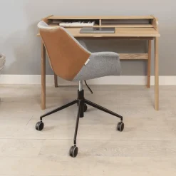 Zuiver Bureaustoelen|Bureaustoel Doulton PU en stof, kleur Grijs/ Bruin