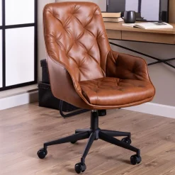 Bendt Bureaustoelen|Bureaustoel Joellyn PU leer, kleur Bruin