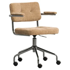 WOOOD Bureaustoelen|Bureaustoel Kova Geweven ribstof, kleur Donker Zand