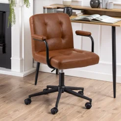 Bendt Bureaustoelen|Bureaustoel Lennix met armleuning Bruin