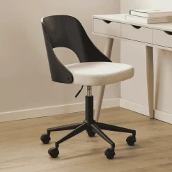 Bendt Bureaustoelen|Bureaustoel Vila Eiken en chenille, kleur /Zwart Beige