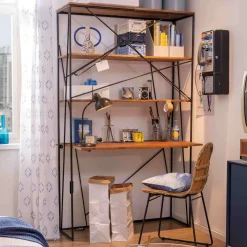 Tom Tailor Bureaus|Bureau/Wandkast Nikcole Mangohout en metaal, 202 x 120cm