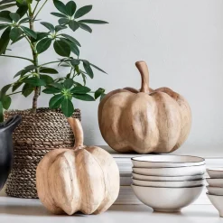 MUST Living Overige Decoratie|Decoratie Pumpinks Teakhout, Set van 2 stuks Naturel