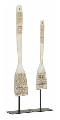 MUST Living Overige Decoratie|Decoratie Tribal Spoon Teakhout, Set van 2 stuks, kleur Wit