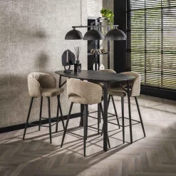 LifestyleFurn Bartafels|Deens Ovale Bartafel Debora Keramiek look, 140 x 75cm 3D zwart bruin