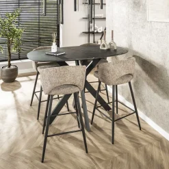 LifestyleFurn Bartafels|Deens Ovale Bartafel Kora Keramiek look, 140 x 80cm 3D zwart bruin