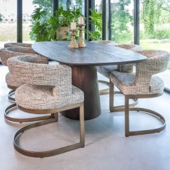 Richmond Interiors Ovale Eettafel|Deens Ovale Eettafel Alix Mangohout, 230 x 120cm Donkerbruin