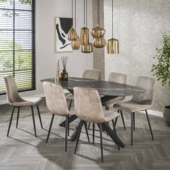 LifestyleFurn Ovale Eettafel|Deens Ovale Eettafel Cherie Keramiek, 180 x 90cm Ceramic fossil black