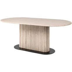 Richmond Interiors Travertin Eettafel|Ovale Eettafel|Deens Ovale Eettafel La Cantera Travertin, 200 x 100cm Beige