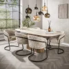 LifestyleFurn Travertin Eettafel|Ovale Eettafel|Deens Ovale Eettafel Laycie Keramiek in Travertin-look, 215 x 105cm