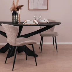 Sohome Ovale Eettafel|Deens Ovale Eettafel Mabel Mangohout, kleur Zwart