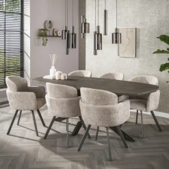 LifestyleFurn Ovale Eettafel|Deens Ovale Eettafel Shakira Liquid Metal, 215 x 105cm