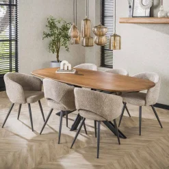 LifestyleFurn Ovale Eettafel|Deens Ovale Eettafel Syeda Mangohout Massief mango zandkleur