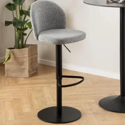 Bendt Barkruk Met Rugleuning|Barkruk Verstelbaar|Draaibare Barkruk Alba kleur (zithoogte 55-80cm) Grijs