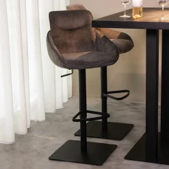 LABEL51 Barkruk Met Rugleuning|Barkruk Verstelbaar|Draaibare Barkruk Beauty kleur (zithoogte 56-82cm) Antraciet