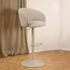 Bendt Barkruk Met Rugleuning|Barkruk Verstelbaar|Draaibare Barkruk Cristi Structuurstof, kleur (zithoogte 65-86cm) Beige