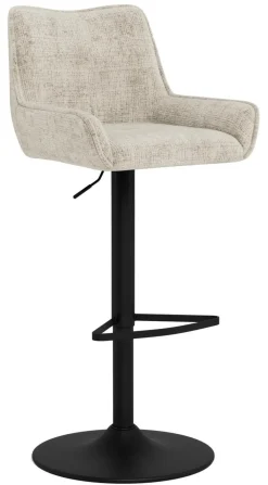 Bendt Barkruk Met Rugleuning|Barkruk Verstelbaar|Draaibare Barkruk Erika Chenille, kleur (zithoogte 64-85cm) Beige