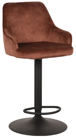 LABEL51 Barkruk Met Rugleuning|Barkruk Verstelbaar|Draaibare Barkruk Fender Velvet (zithoogte 64-84cm)