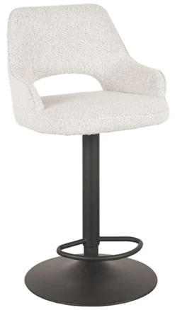 LABEL51 Barkruk Met Rugleuning|Barkruk Verstelbaar|Draaibare Barkruk Fer Bouclé (zithoogte 64-84cm) Champagne