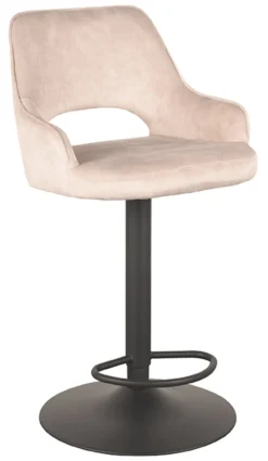 LABEL51 Barkruk Met Rugleuning|Barkruk Verstelbaar|Draaibare Barkruk Fer Velvet (zithoogte 64-84cm)