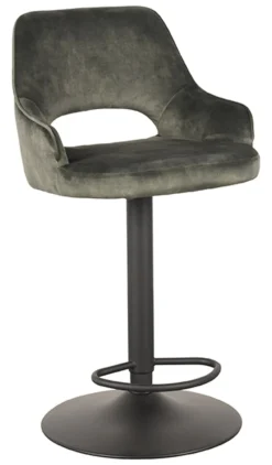 LABEL51 Barkruk Met Rugleuning|Barkruk Verstelbaar|Draaibare Barkruk Fer Velvet (zithoogte 64-84cm)