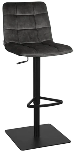 LABEL51 Barkruk Met Rugleuning|Barkruk Verstelbaar|Draaibare Barkruk Juul Velvet (zithoogte 55-81cm)