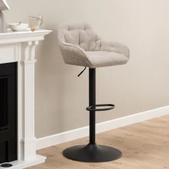 Bendt Barkruk Met Rugleuning|Barkruk Verstelbaar|Draaibare Barkruk Loren Bouclé (zithoogte 63-84cm)