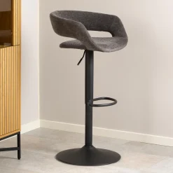 Bendt Barkruk Met Rugleuning|Barkruk Verstelbaar|Draaibare Barkruk Pia Chenille (zithoogte 59-80cm)