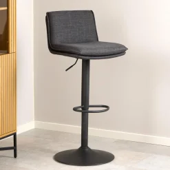 Bendt Barkruk Met Rugleuning|Barkruk Verstelbaar|Draaibare Barkruk Ulysses kleur (zithoogte 68-89cm) Donkergrijs