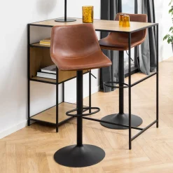 Bendt Barkruk Met Rugleuning|Barkruk Verstelbaar|Draaibare Barkruk Xanthe PU (zithoogte 61-83cm)