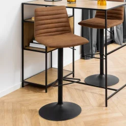 Bendt Barkruk Met Rugleuning|Barkruk Verstelbaar|Draaibare Barkruk Yordy PU (zithoogte 60.5-82cm)