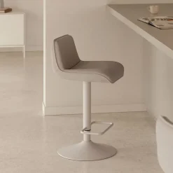 Kave Home Barkruk Met Rugleuning|Barkruk Verstelbaar|Draaibare Barkruk Zend Chenille (zithoogte 64-86cm)