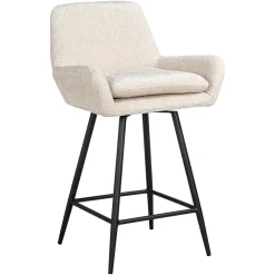 Richmond Interiors Barkruk Met Rugleuning|Draaibare Barstoel Linsey Chenille (zithoogte 68cm)