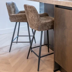 Richmond Interiors Barkruk Met Rugleuning|Draaibare Barstoel Linsey Chenille (zithoogte 68cm)