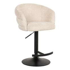 Richmond Interiors Barkruk Met Rugleuning|Barkruk Verstelbaar|Draaibare Barstoel Nikki Chenille, kleur (zithoogte 61-86cm) Beige