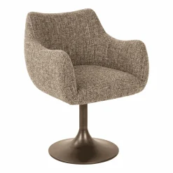 Richmond Interiors Draaibare Eetkamerstoelen|Eetkamerstoelen Met Armleuning|Draaibare Eetkamerstoel Aldo Tweed stof, kleur Bruin