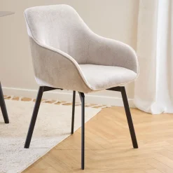 Bendt Chenille Eetkamerstoelen|Beige Eetkamerstoelen|Draaibare Eetkamerstoel Aisling Chenille