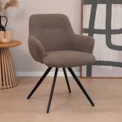 Sohome Beige Eetkamerstoelen|Eetkamerstoelen Bouclé / Teddy|Draaibare Eetkamerstoel Aimée Bouclé