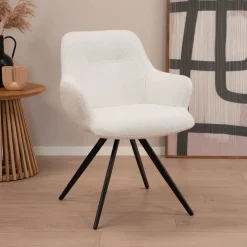 Sohome Beige Eetkamerstoelen|Eetkamerstoelen Bouclé / Teddy|Draaibare Eetkamerstoel Aimée Bouclé