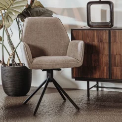 Tower Living Beige Eetkamerstoelen|Draaibare Eetkamerstoelen|Draaibare Eetkamerstoel Amaro