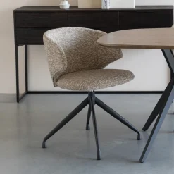 ZILT Eetkamerstoelen Bouclé / Teddy|Draaibare Eetkamerstoelen|Draaibare Eetkamerstoel Azra Bouclé, kleur Bruin